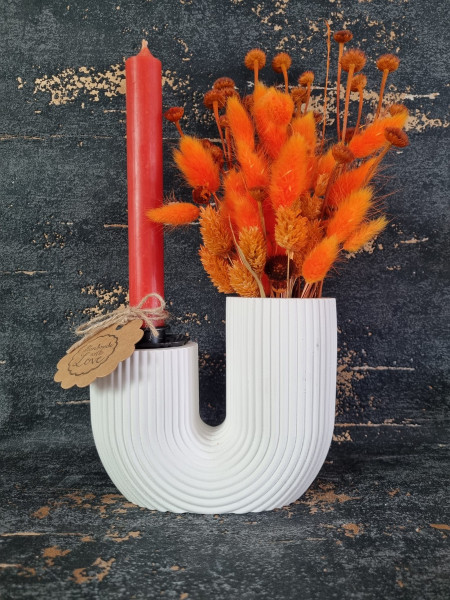 U Form Rillenvase groß Skandi Style Orange