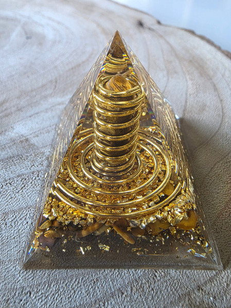 Orgonit Pyramide Spiral Spitze Tigerauge