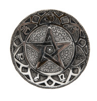 Weißmetallhalter Rund Pentagramm