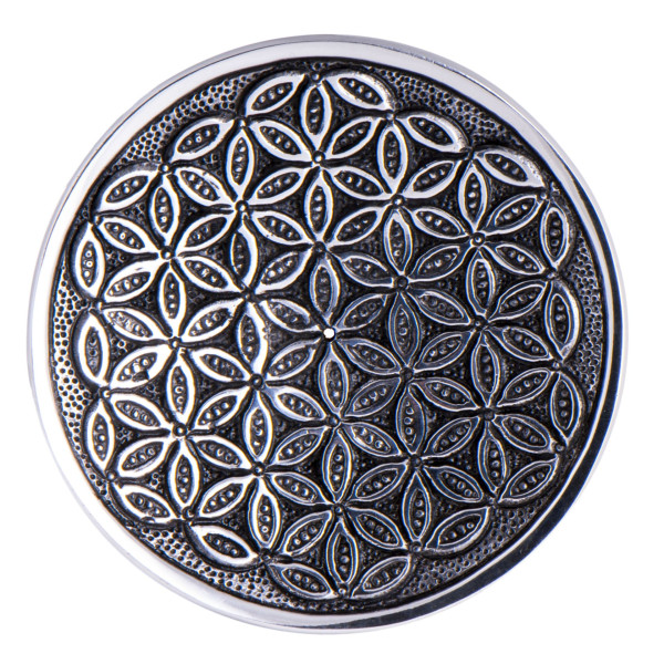 Weißmetallhalter Rund Lebensblume