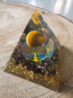 Orgonit Pyramide Lebensbaum Tigerauge & Obsidan
