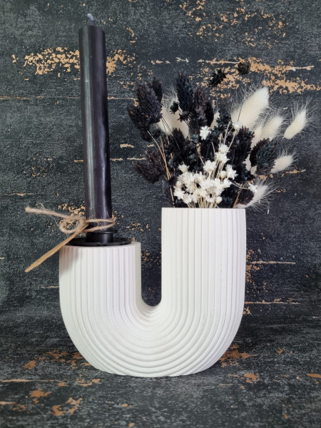 U Form Rillenvase groß Skandi Style Schwarz