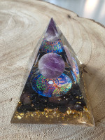 Orgonit Pyramide Lebensbaum Amethyst & Obsidan